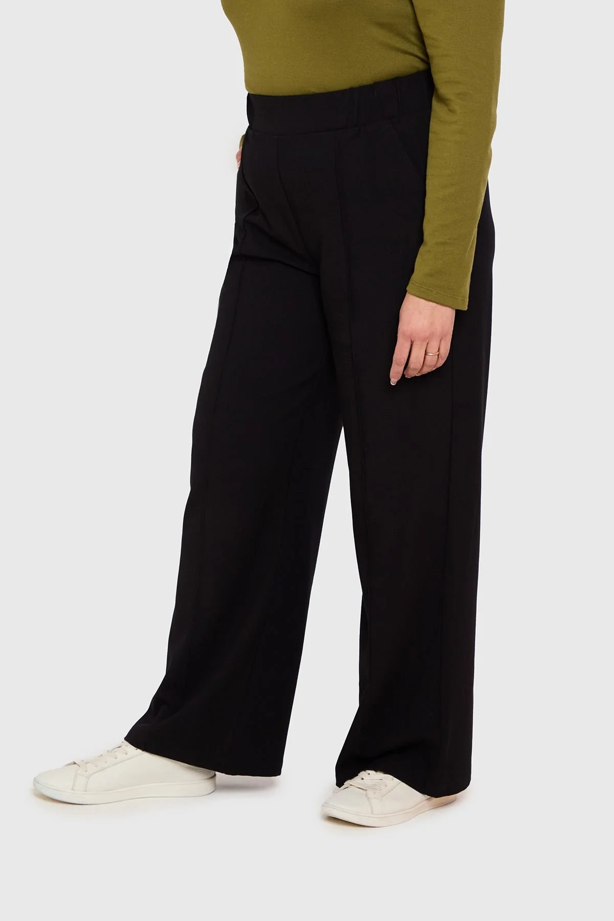Pantalón Mujer Con Pretina Elástica Negro - Image 3