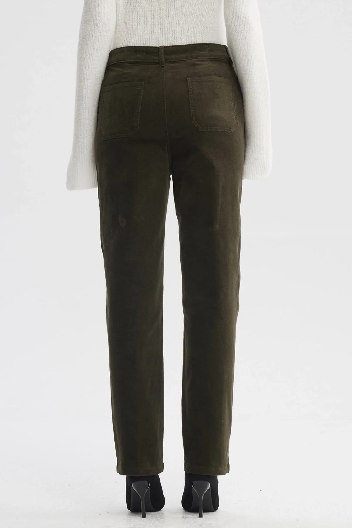 Pantalón Mujer Cotelé Calce Slim Verde - Image 3