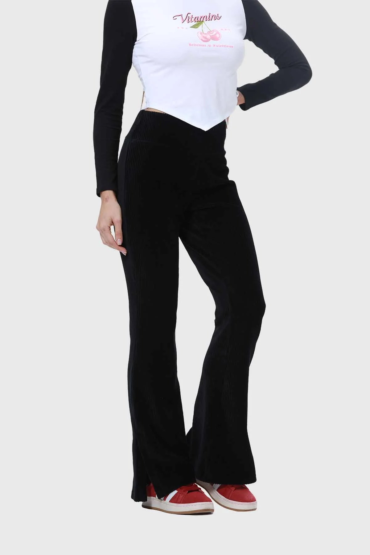 Pantalón Mujer Cotelón Negro - Image 2