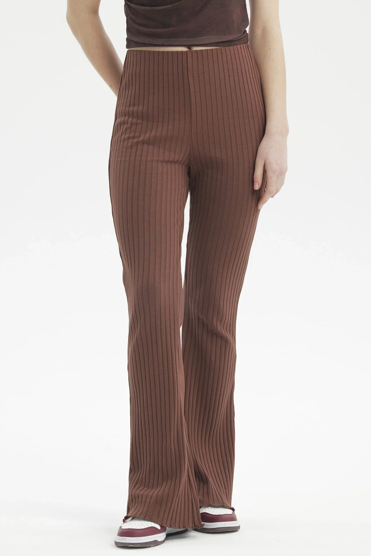 Pantalón Mujer Flare Café Oscuro