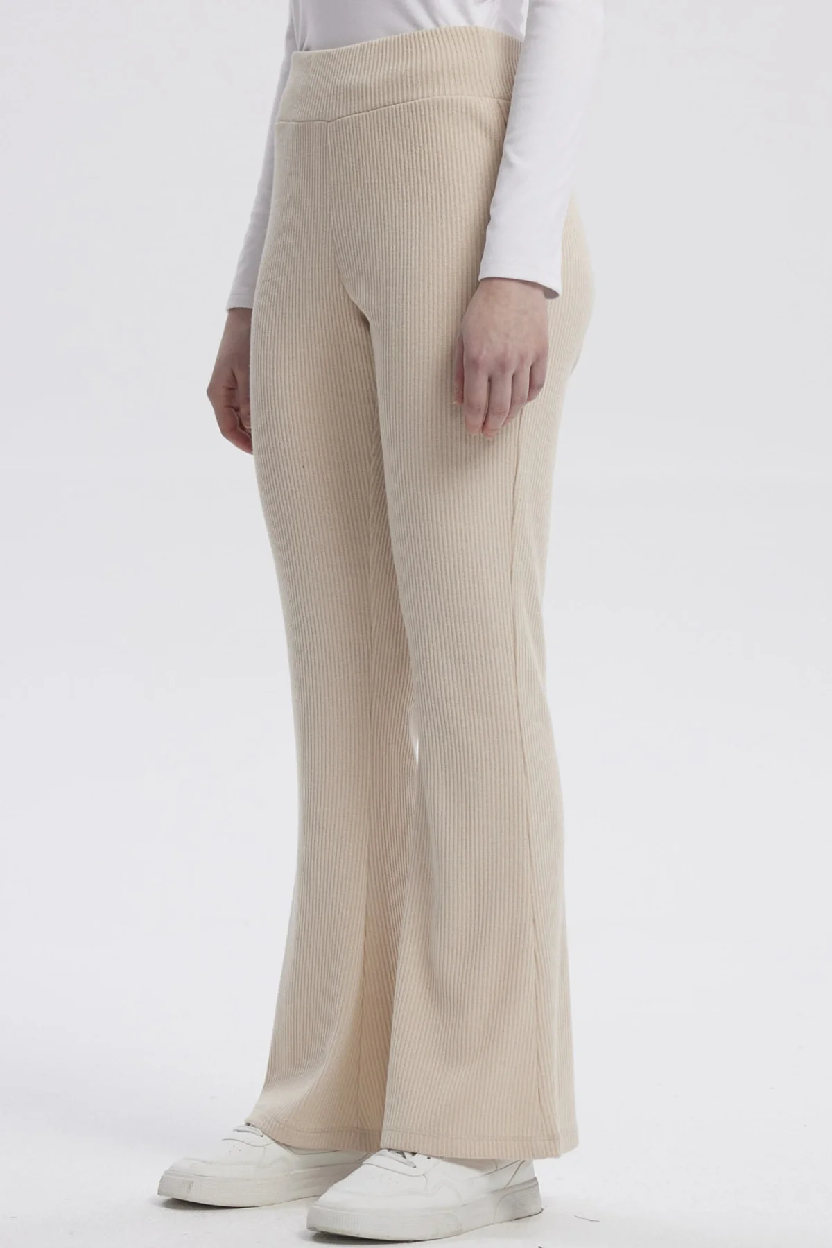 Pantalón Mujer Flare Rib Beige - Image 2