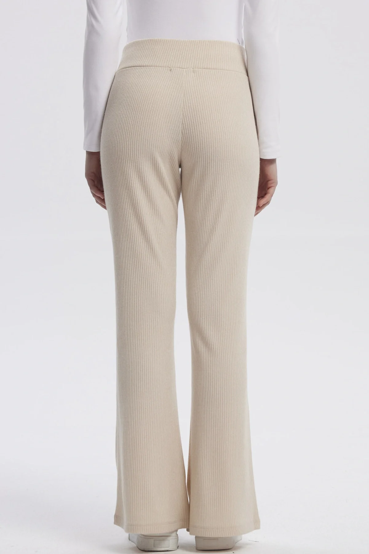 Pantalón Mujer Flare Rib Beige - Image 3