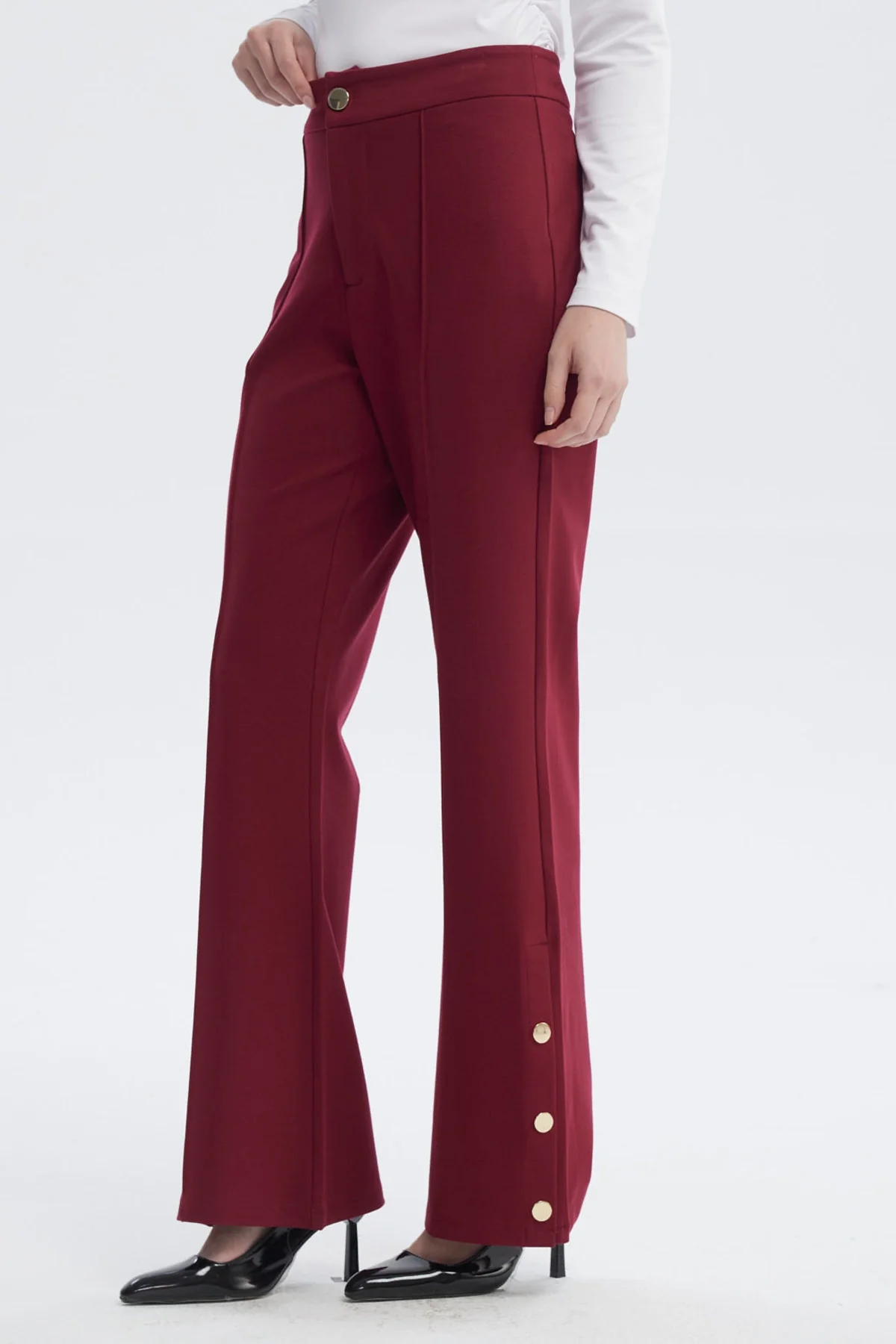 Pantalón Mujer Leve Flare Burdeo - Image 2