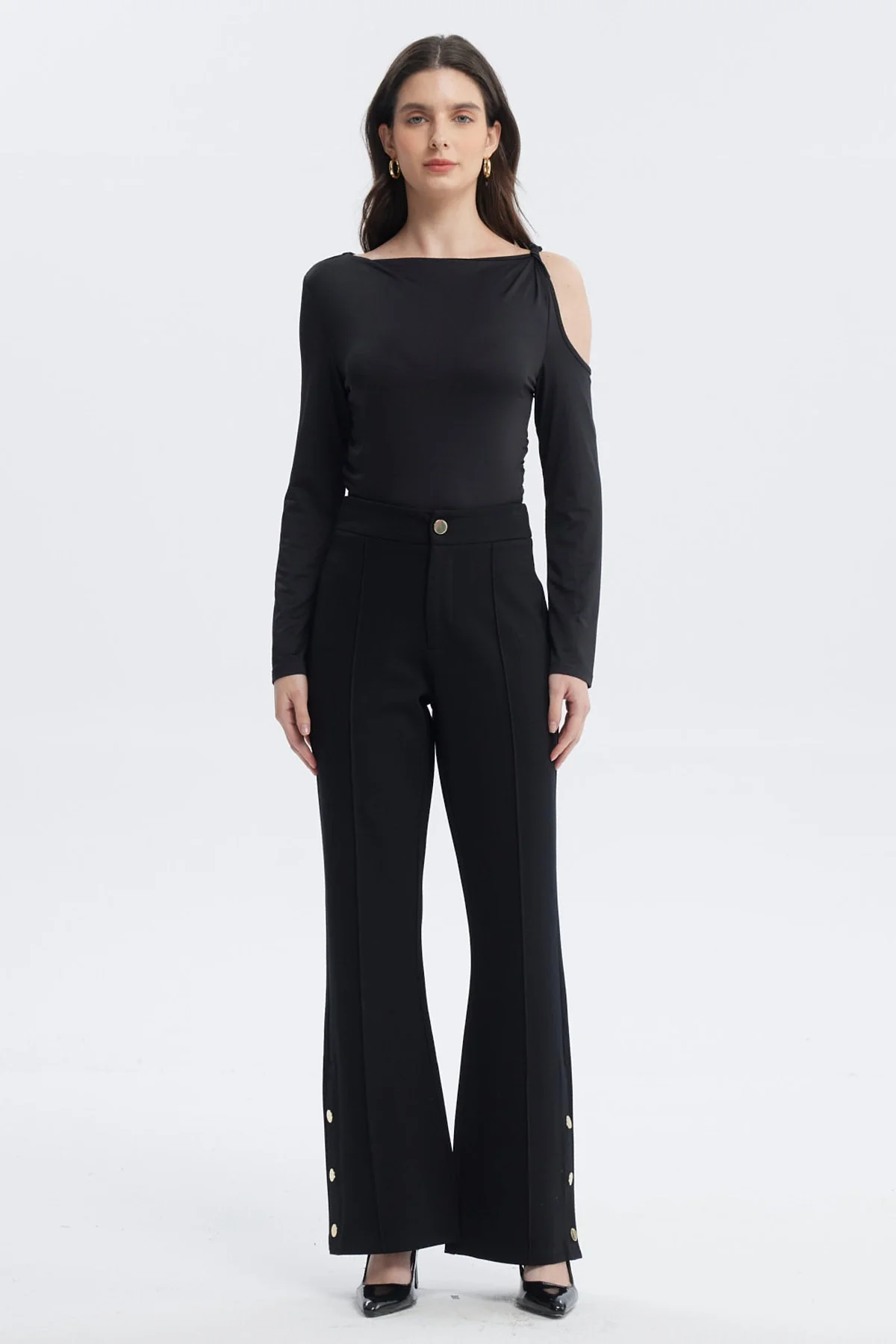 Pantalón Mujer Leve Flare Negro - Image 4