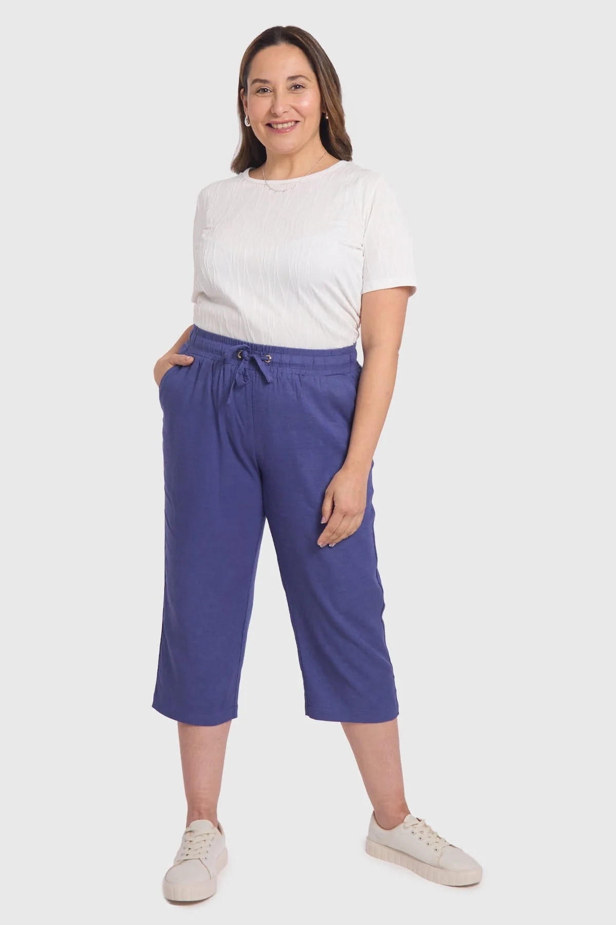 Pantalón Mujer Lino Azul - Image 3