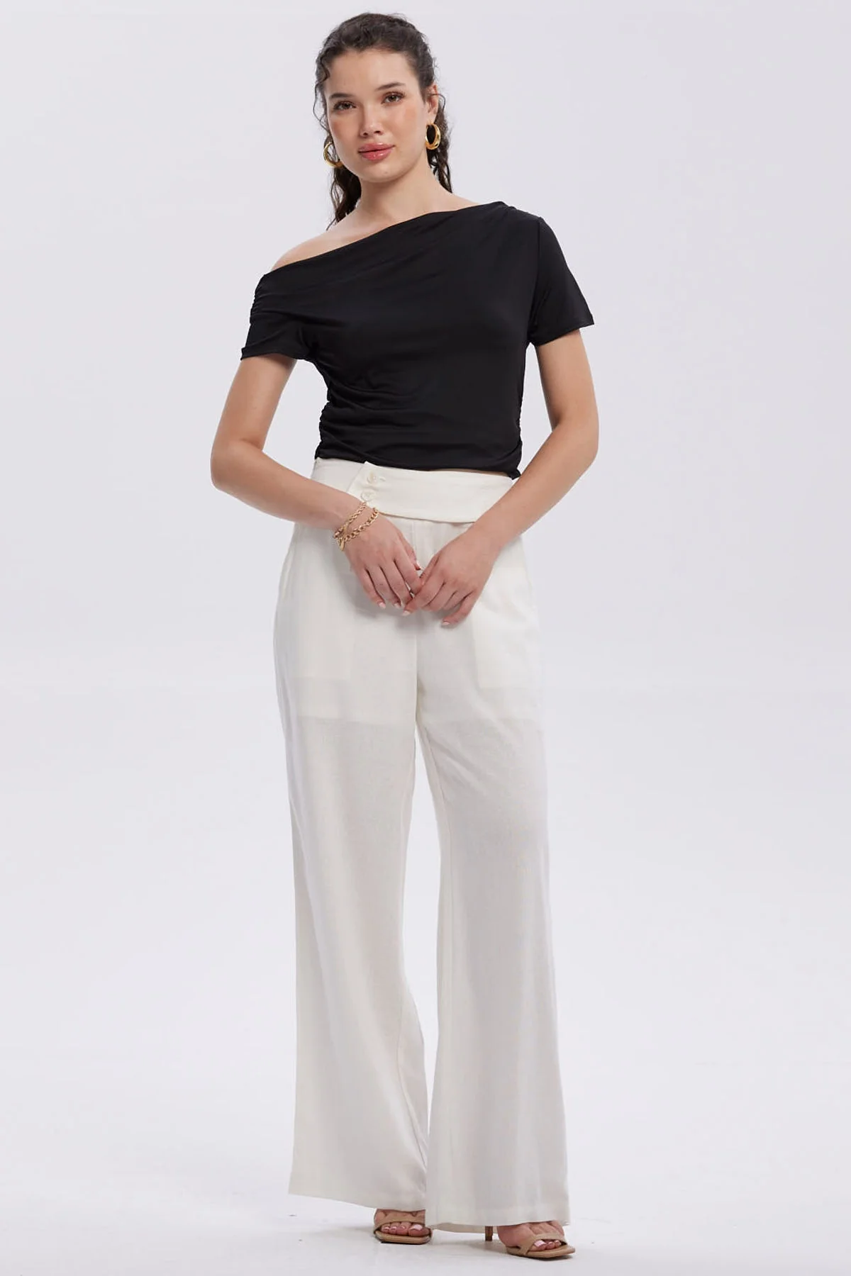Pantalón Mujer Lino Sastrero Cierre Crudo - Image 4