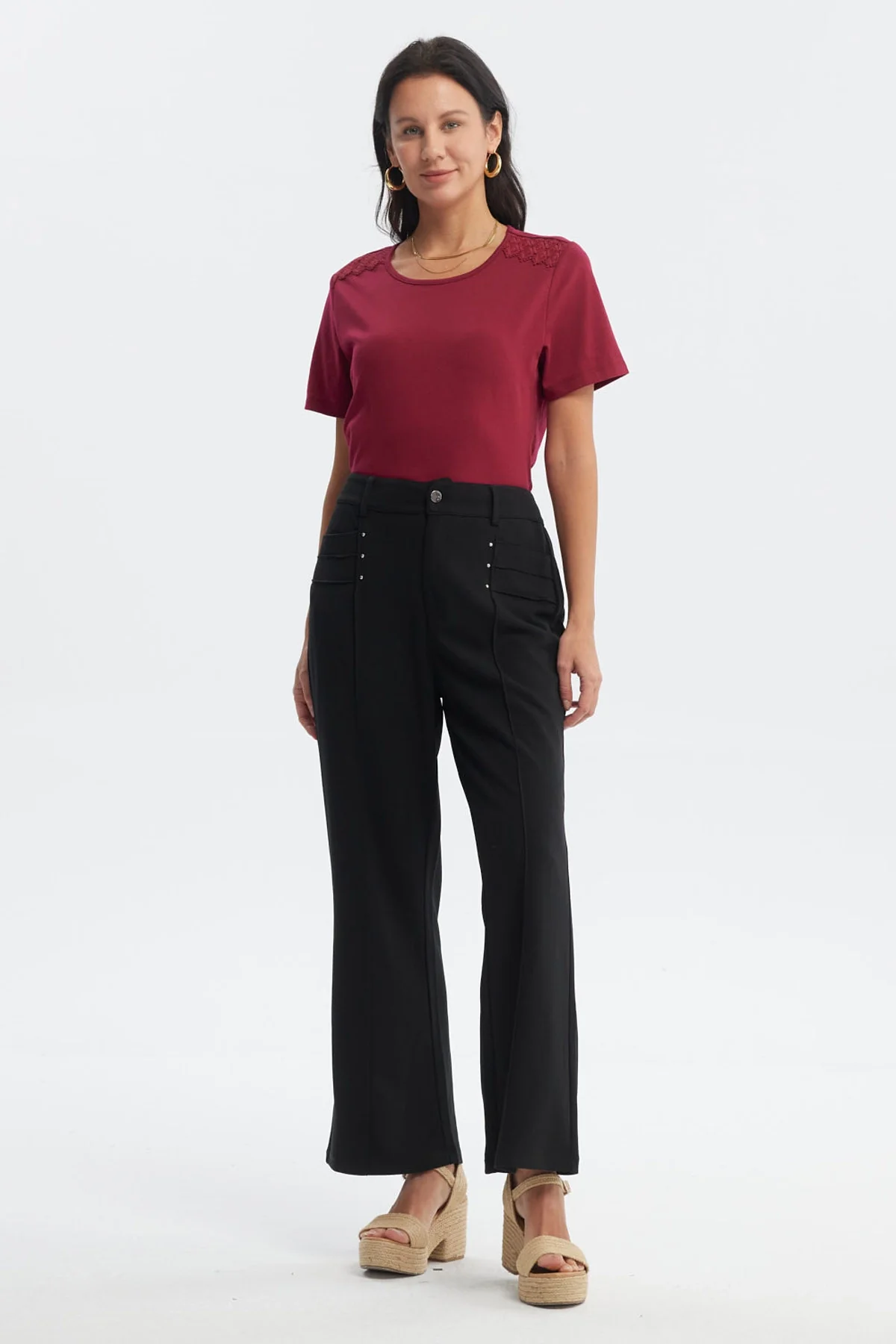 Pantalón Mujer Liso Largo Negro - Image 4