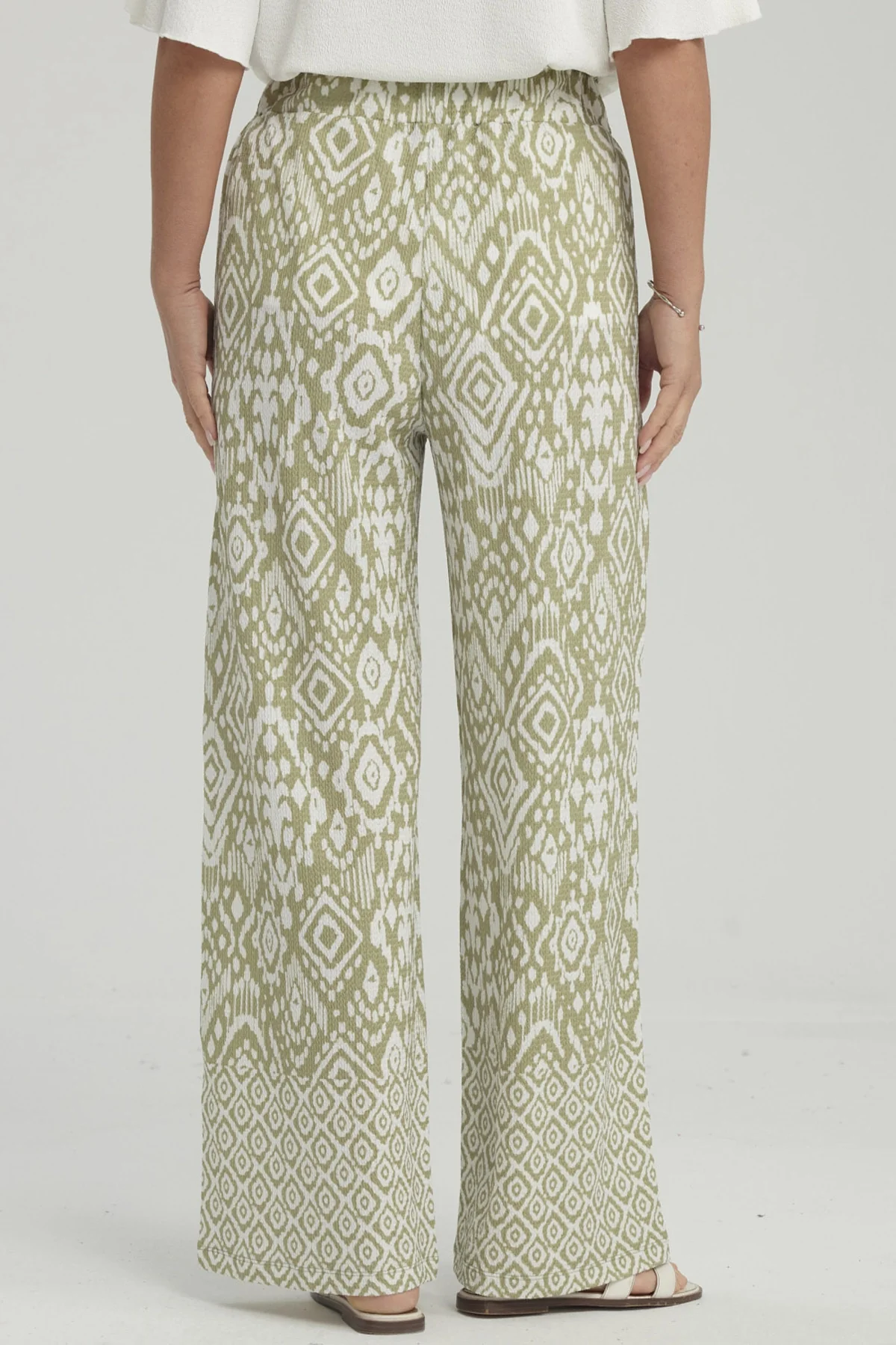 Pantalón Mujer Palazzo Pretina Elasticada Verde Claro - Image 3