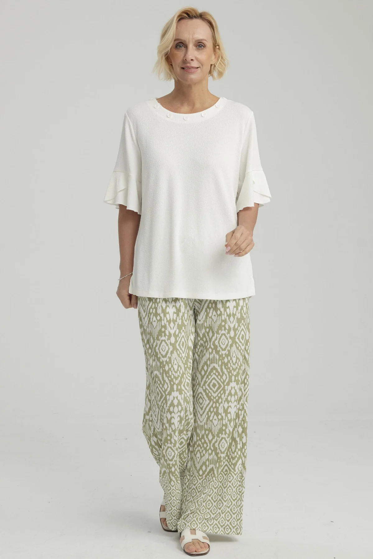 Pantalón Mujer Palazzo Pretina Elasticada Verde Claro - Image 4