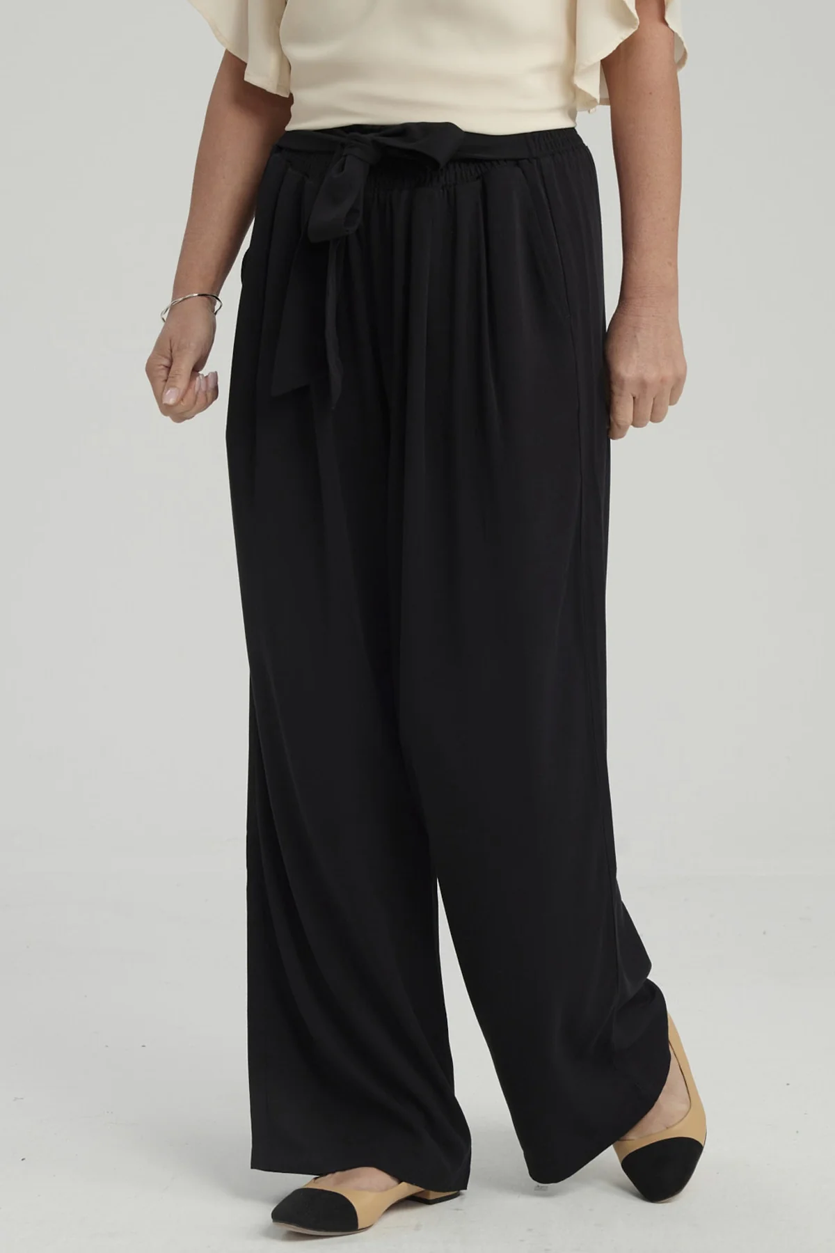 Pantalón Mujer Palazzo Print Negro - Image 2
