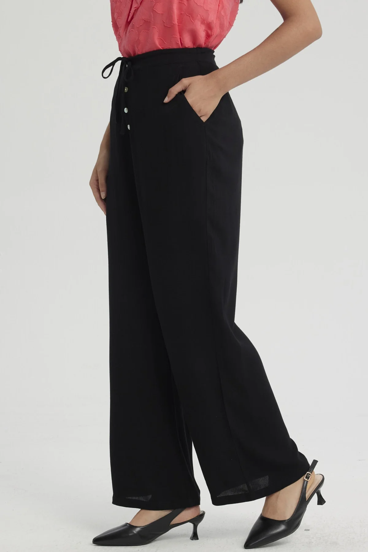 Pantalón Mujer Pretina Elasticada Negro - Image 2