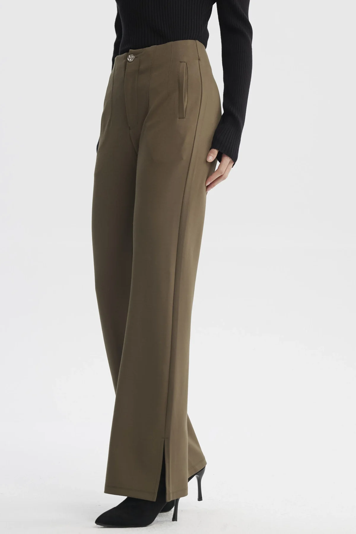 Pantalón Mujer Punto Roma Verde Musgo - Image 2