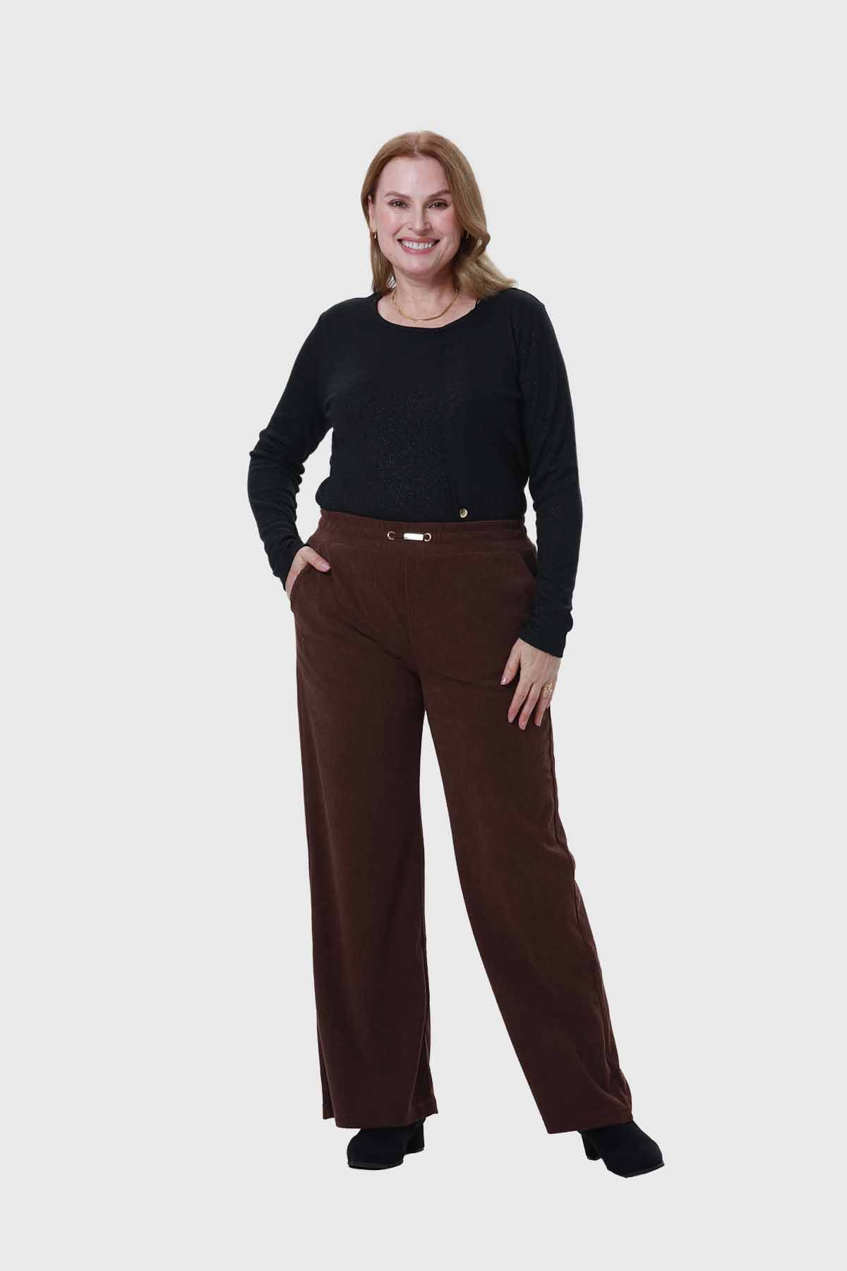 Pantalón Mujer Recto Café - Image 4