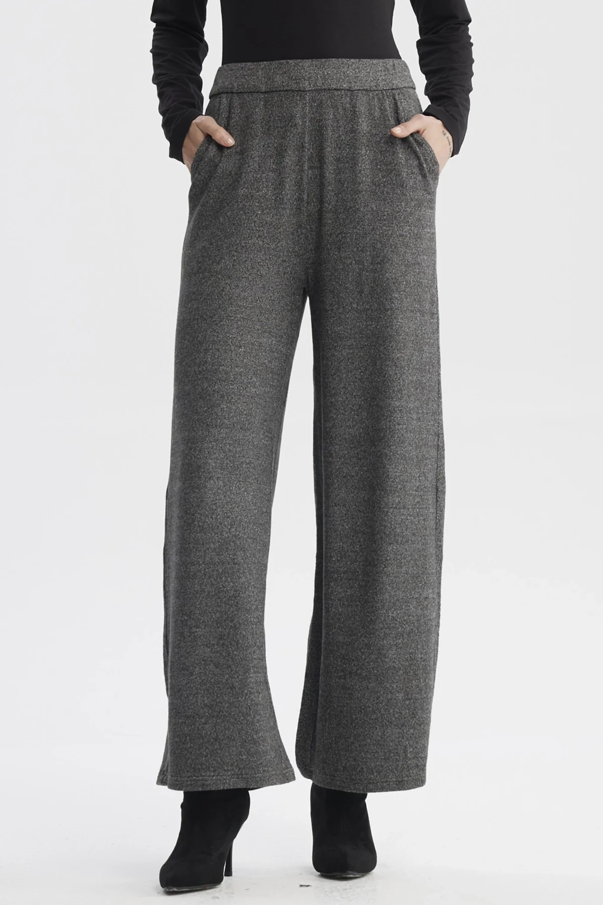 Pantalón Mujer Recto Gris Oscuro