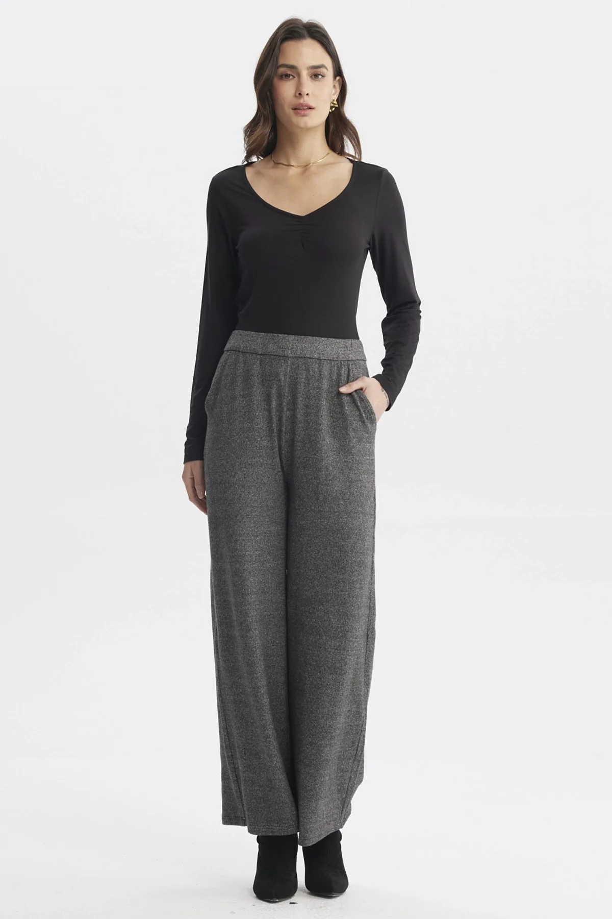 Pantalón Mujer Recto Gris Oscuro - Image 4