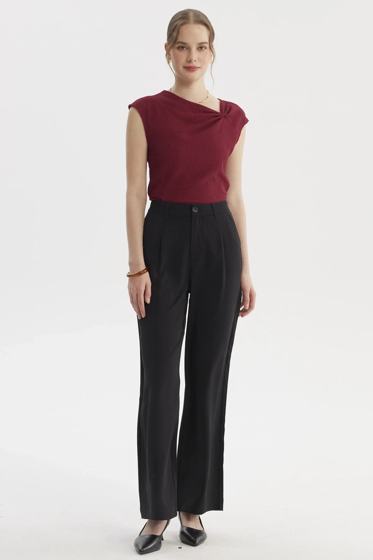 Pantalón Mujer Sastrero Calce Recto Negro - Image 4