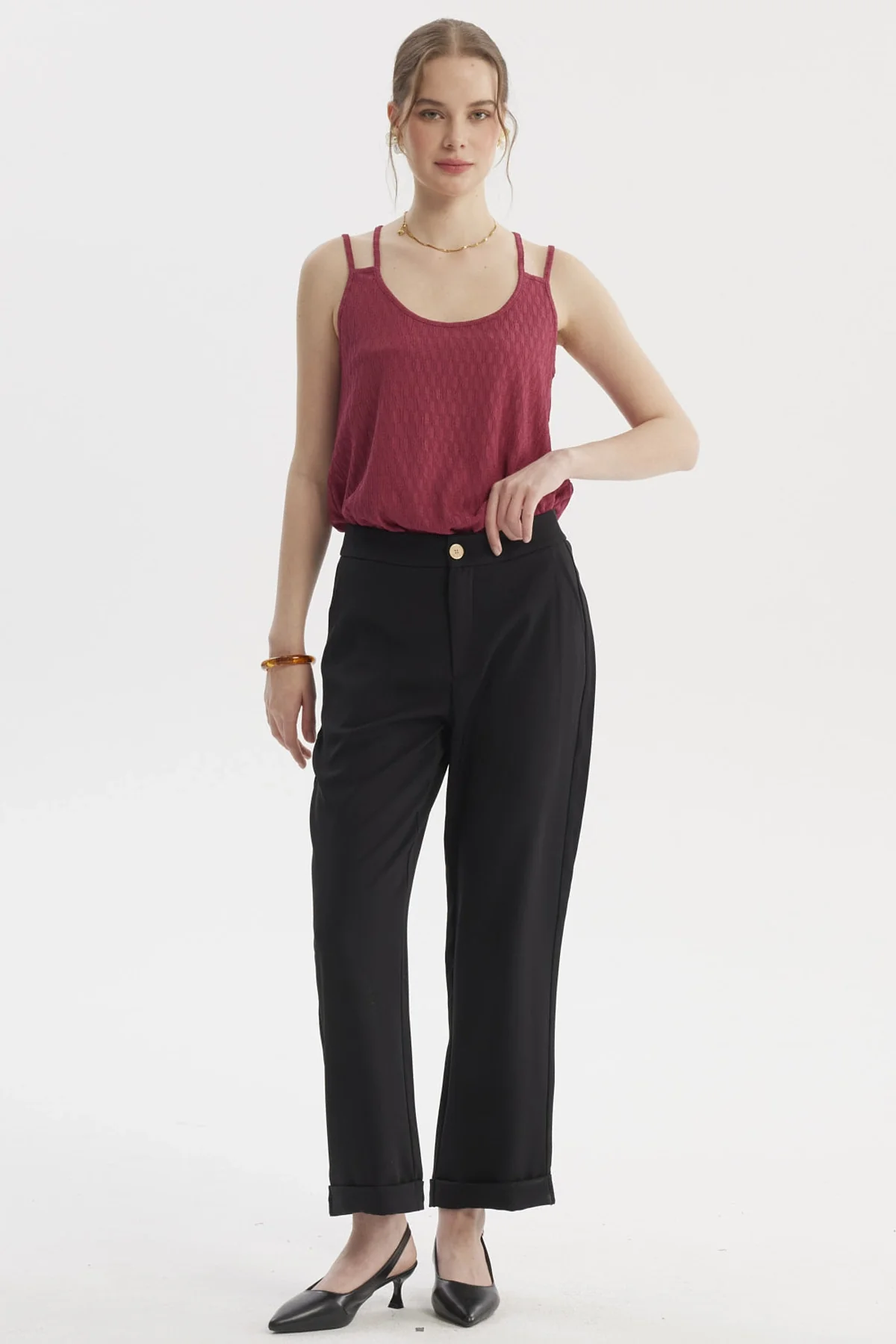 Pantalón Mujer Sastrero Dobladillo Basta Negro - Image 4