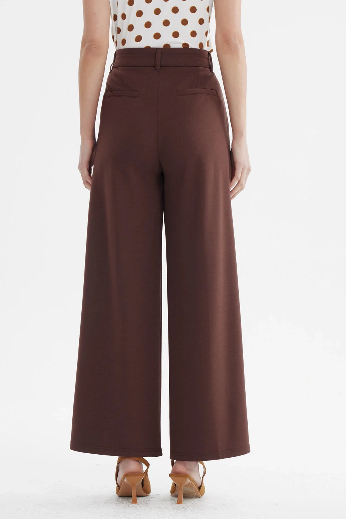 Pantalón Mujer Sastrero Pinza Delantero Chocolate - Image 3