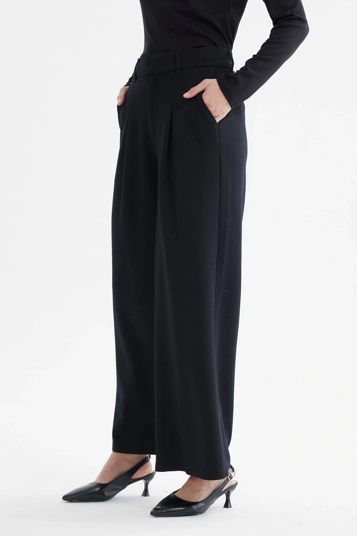 Pantalón Mujer Sastrero Pinza Delantero Negro - Image 2