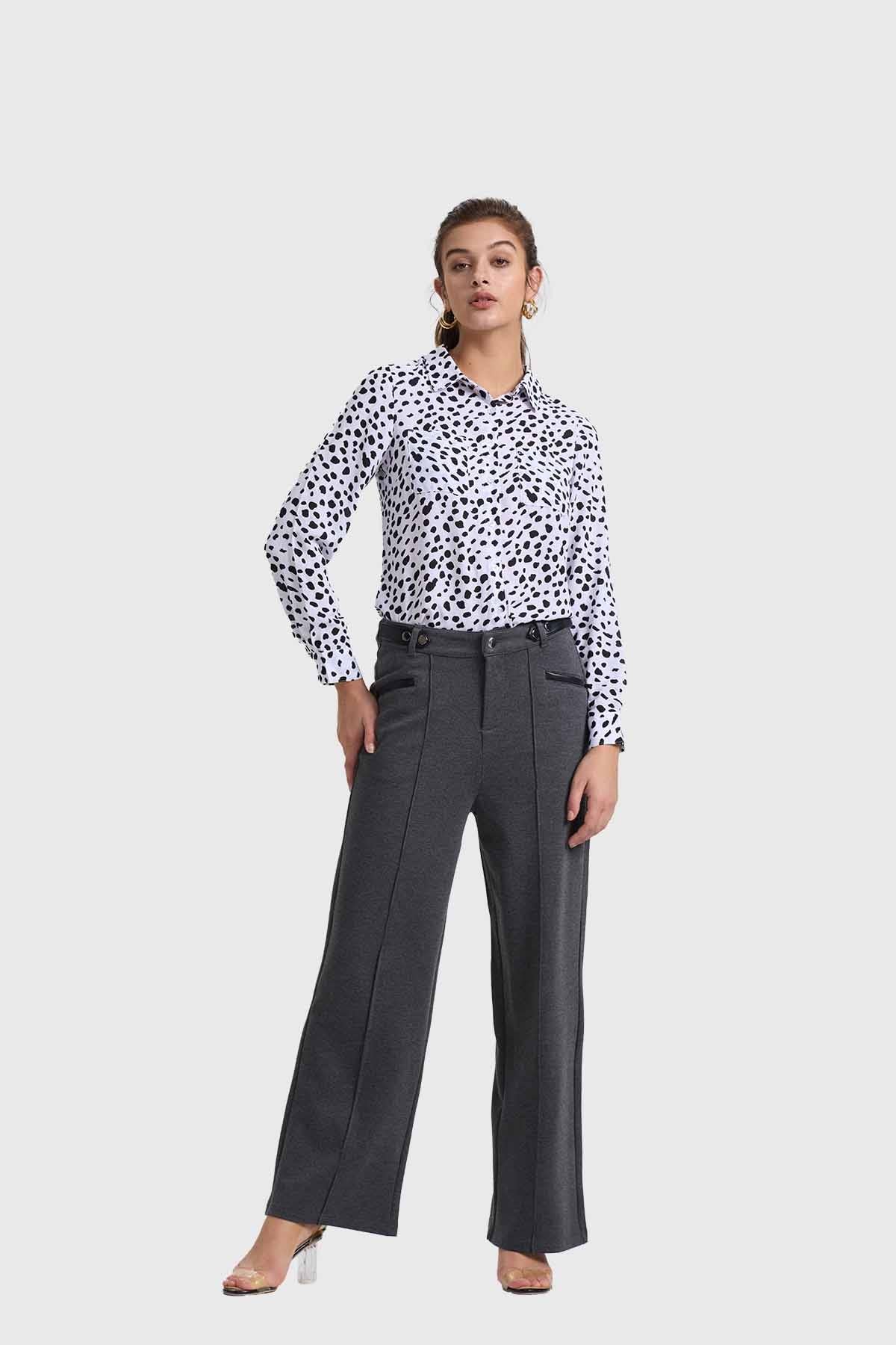 Pantalón Mujer Tiro Alto Sastrero Gris - Image 4