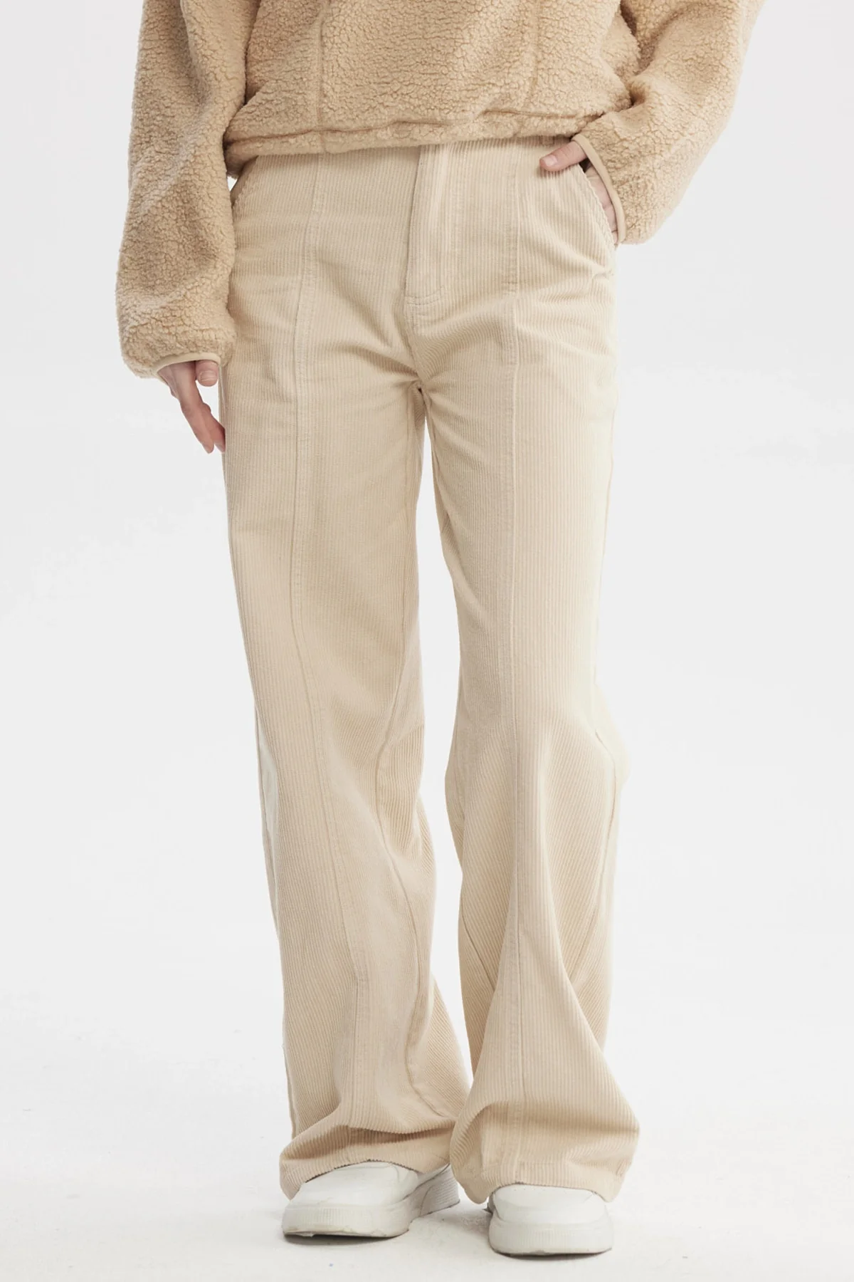 Pantalón Mujer Wide Leg Beige