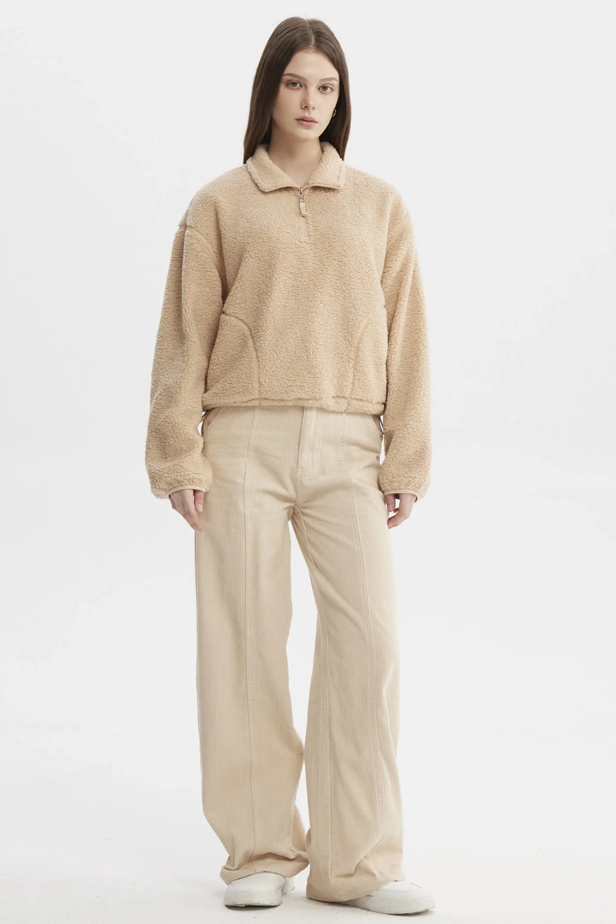 Pantalón Mujer Wide Leg Beige - Image 4