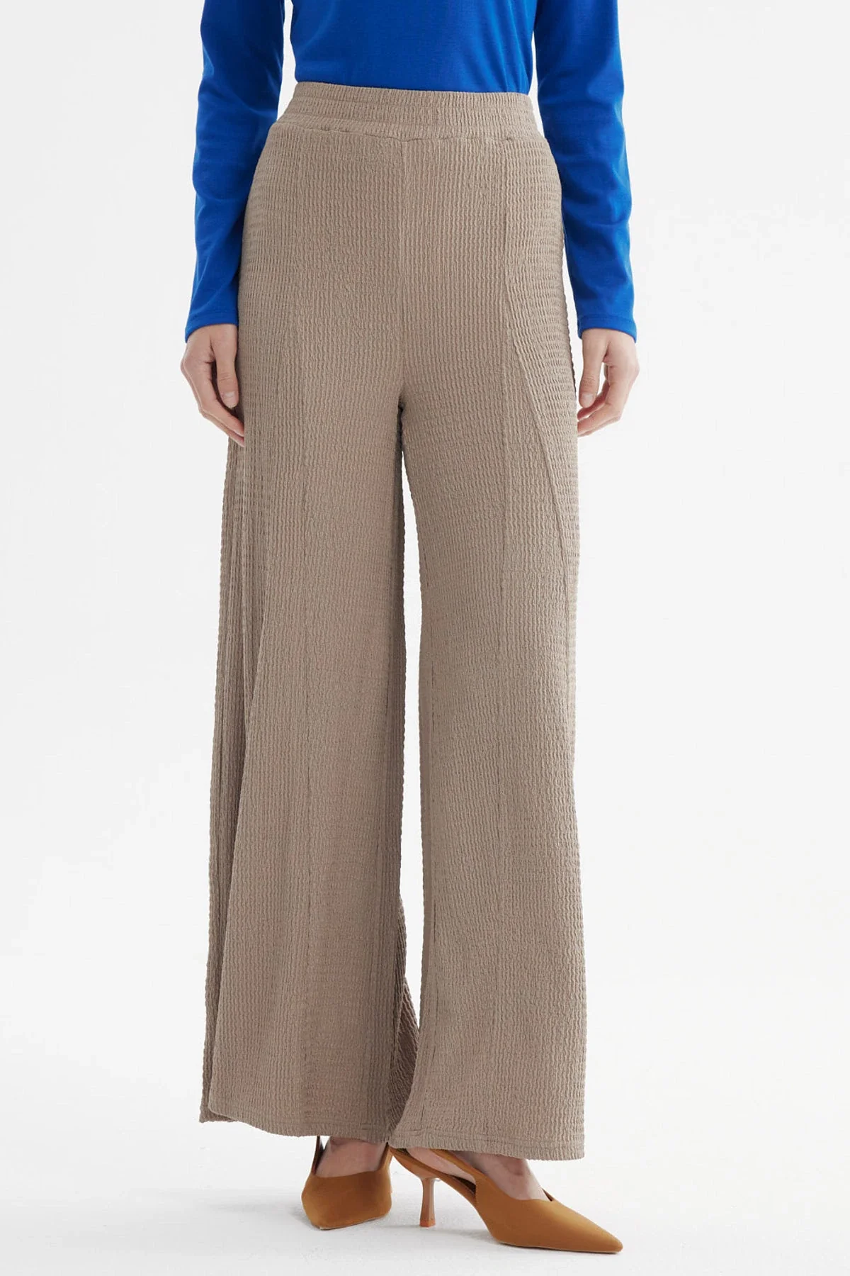Pantalón Mujer Wide Leg Beige
