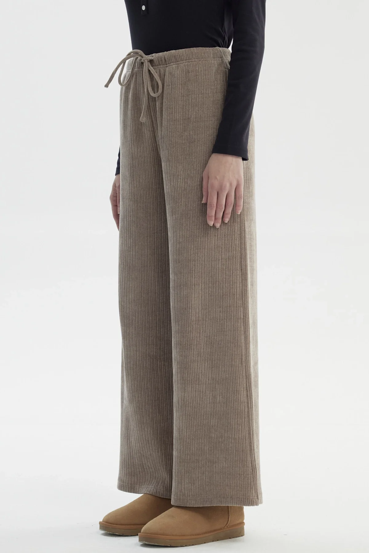 Pantalón Mujer Wide Leg Gris Taupe - Image 2
