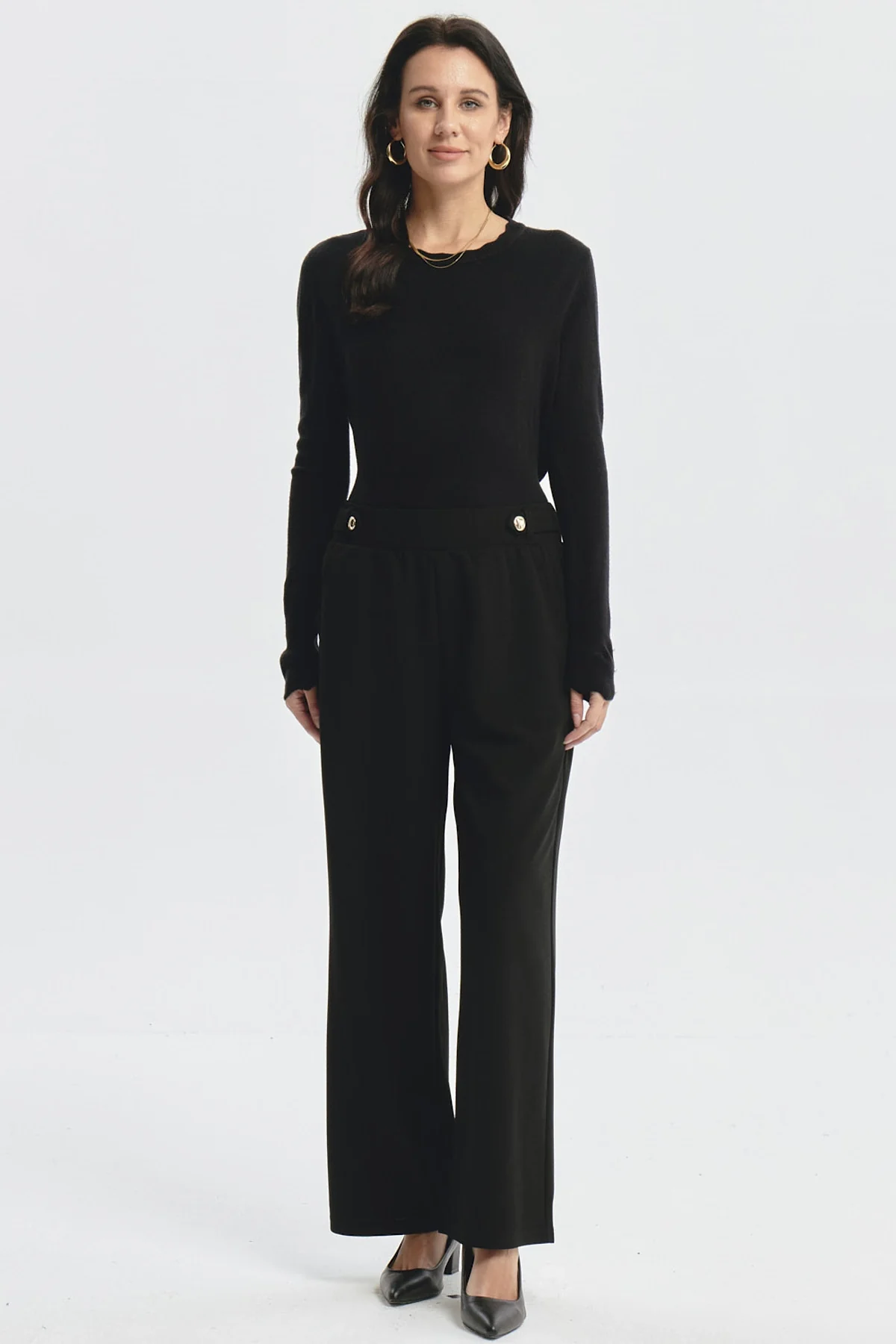 Pantalón Mujer Wide Leg Negro - Image 4