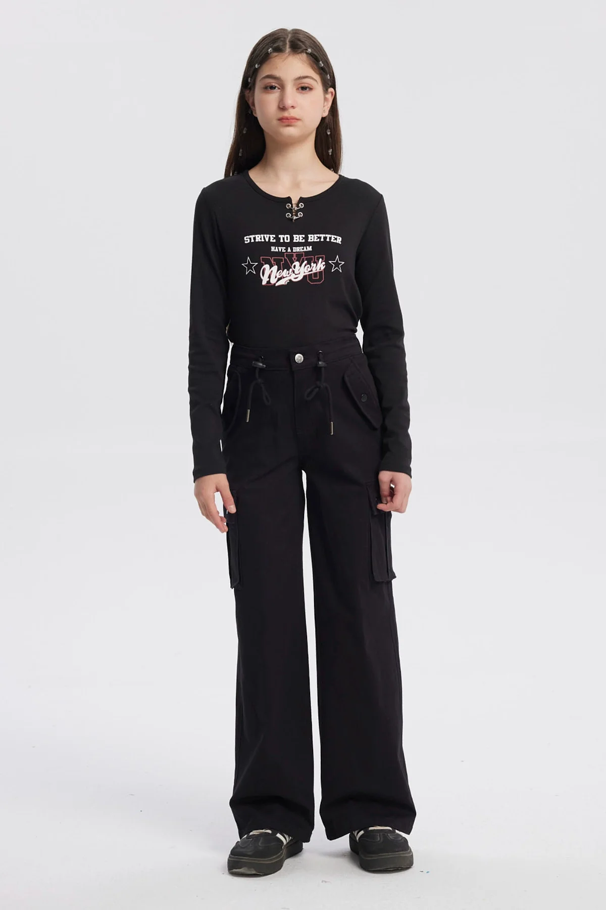 Pantalón Niña Cargo Cordón Negro - Image 4