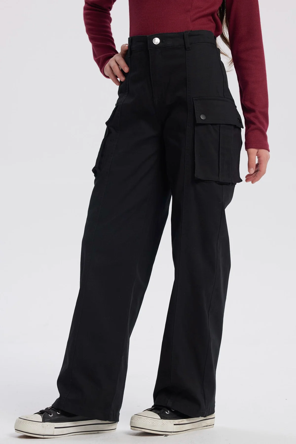 Pantalón Niña Wide Leg Negro - Image 2