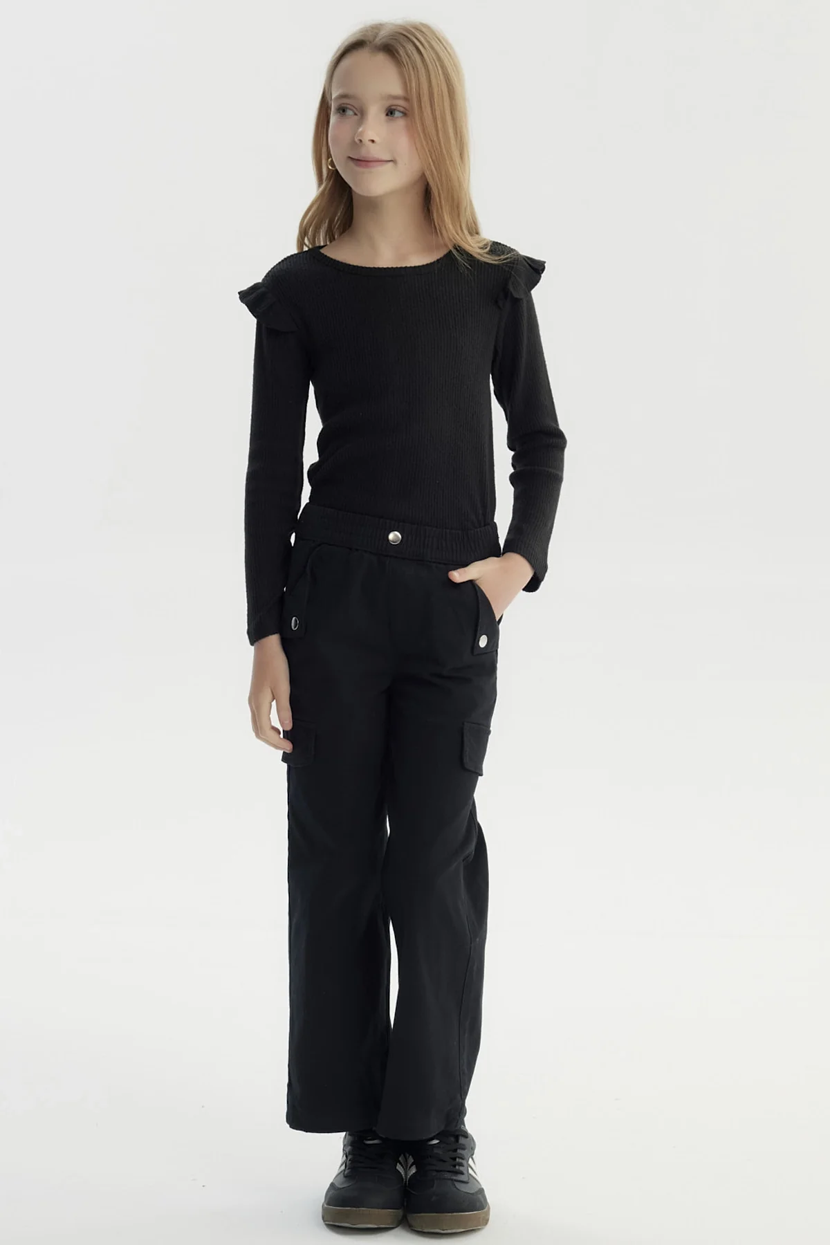 Pantalón Niña Wide Leg Negro - Image 4