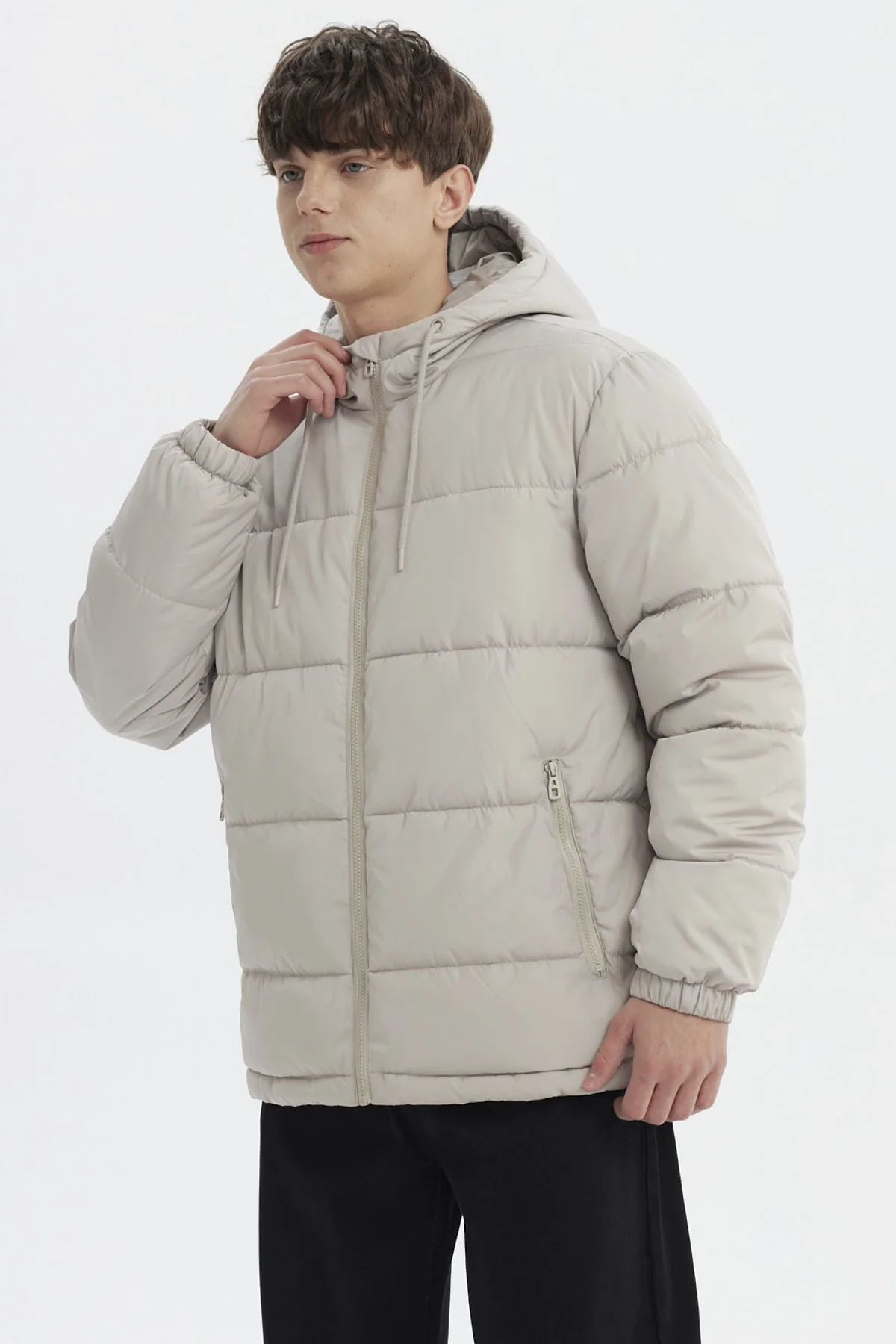 Parka Hombre Básica Lisa Beige - Image 2