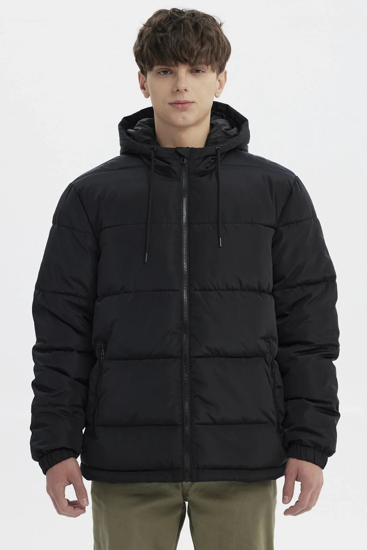 Parka Hombre Básica Lisa Negro