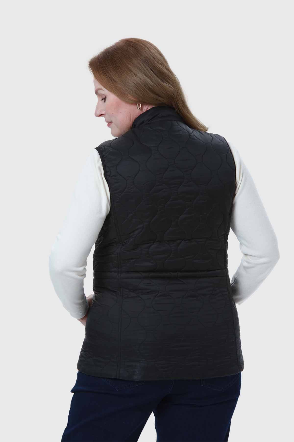 Parka Mujer Con Rombos Bolsillos Negro - Image 3