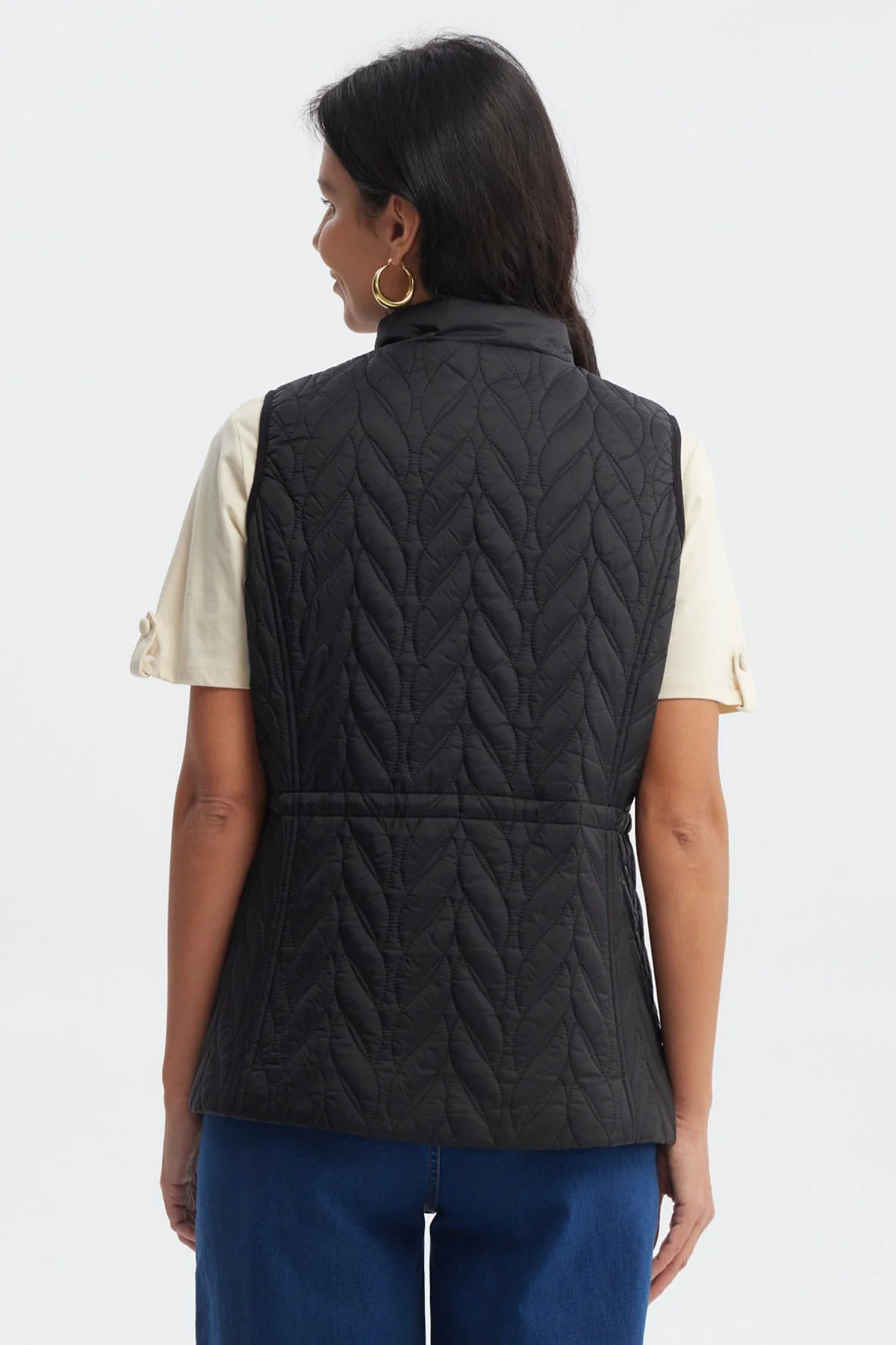 Parka Mujer Con Rombos Negro - Image 3