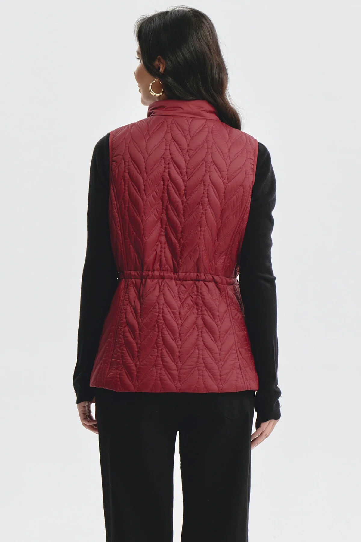 Parka Mujer Con Rombos Rojo Oscuro - Image 3