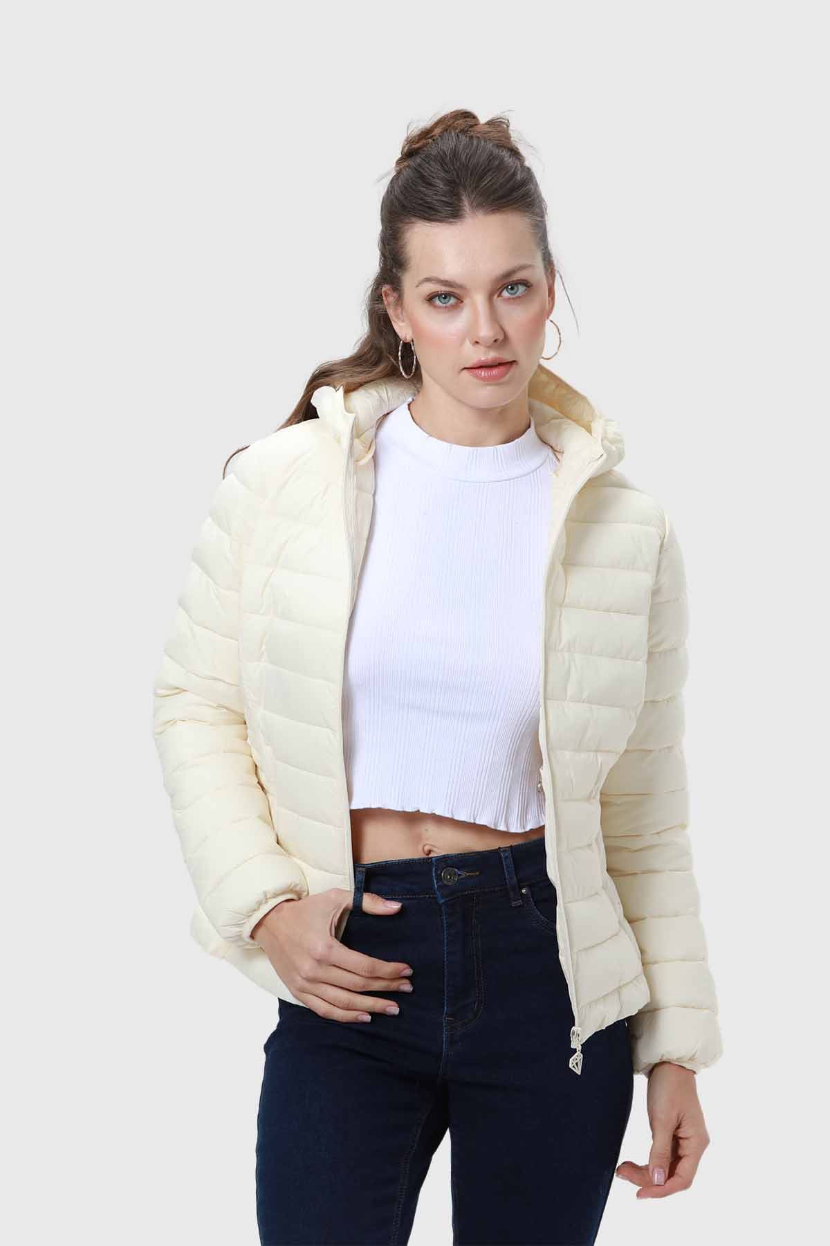 Parka Mujer Corta Plummy Crudo - Image 2