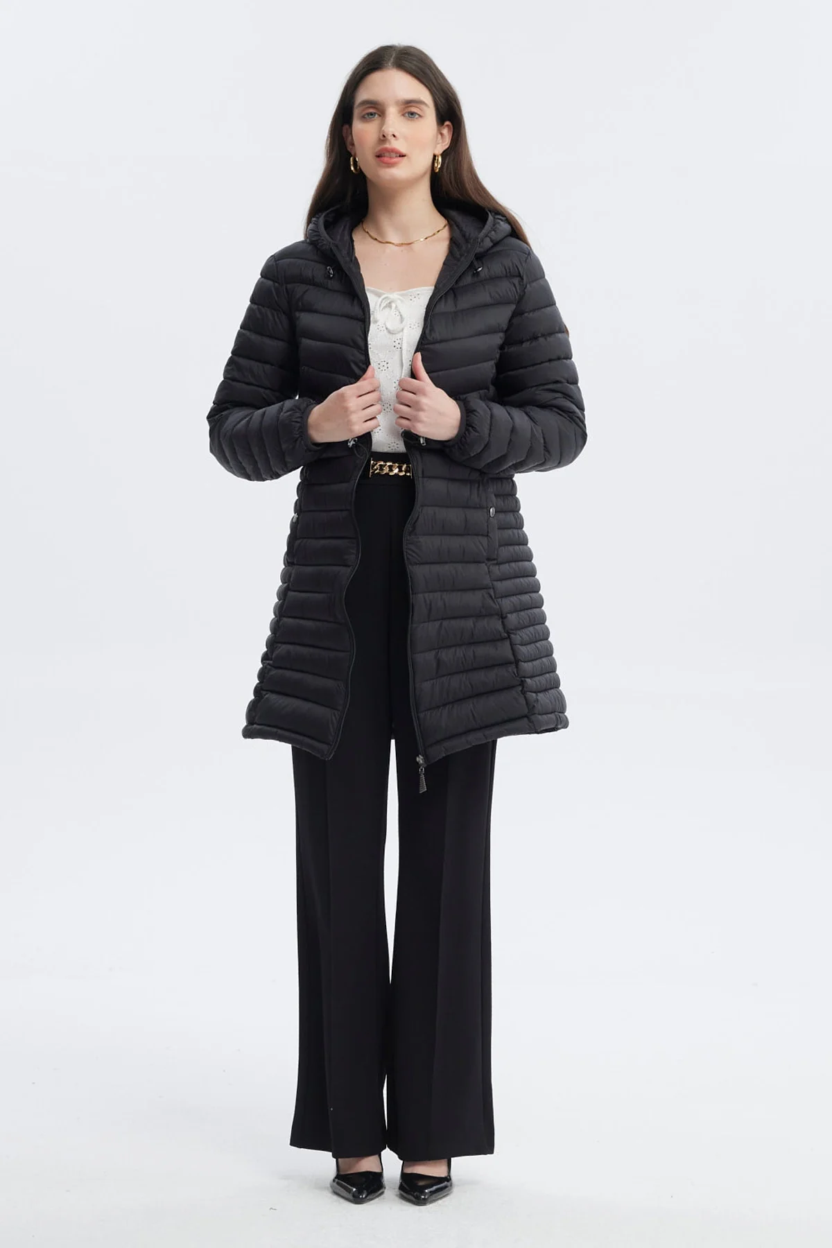 Parka Mujer Larga Básica Negro - Image 4
