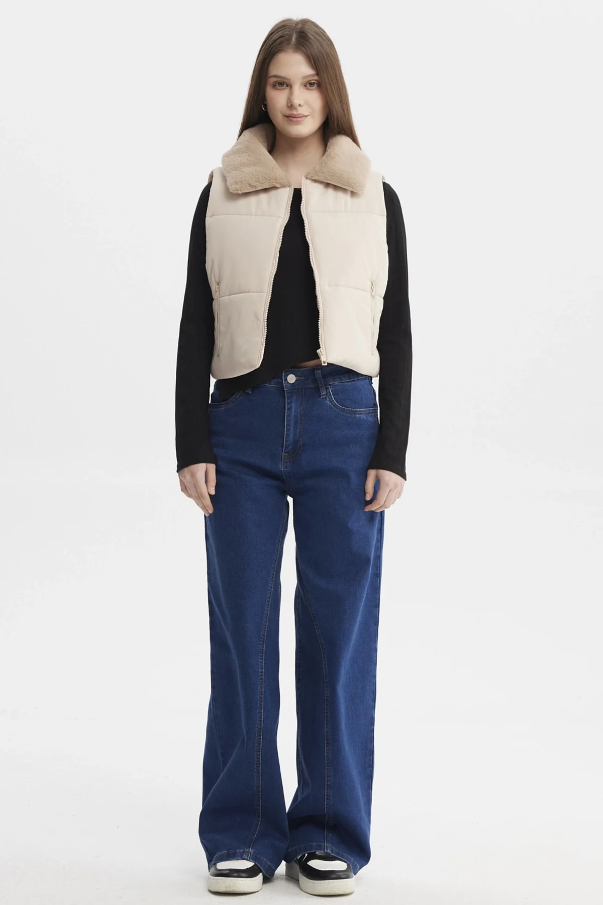 Parka Mujer Liso Full Zipper Beige - Image 4
