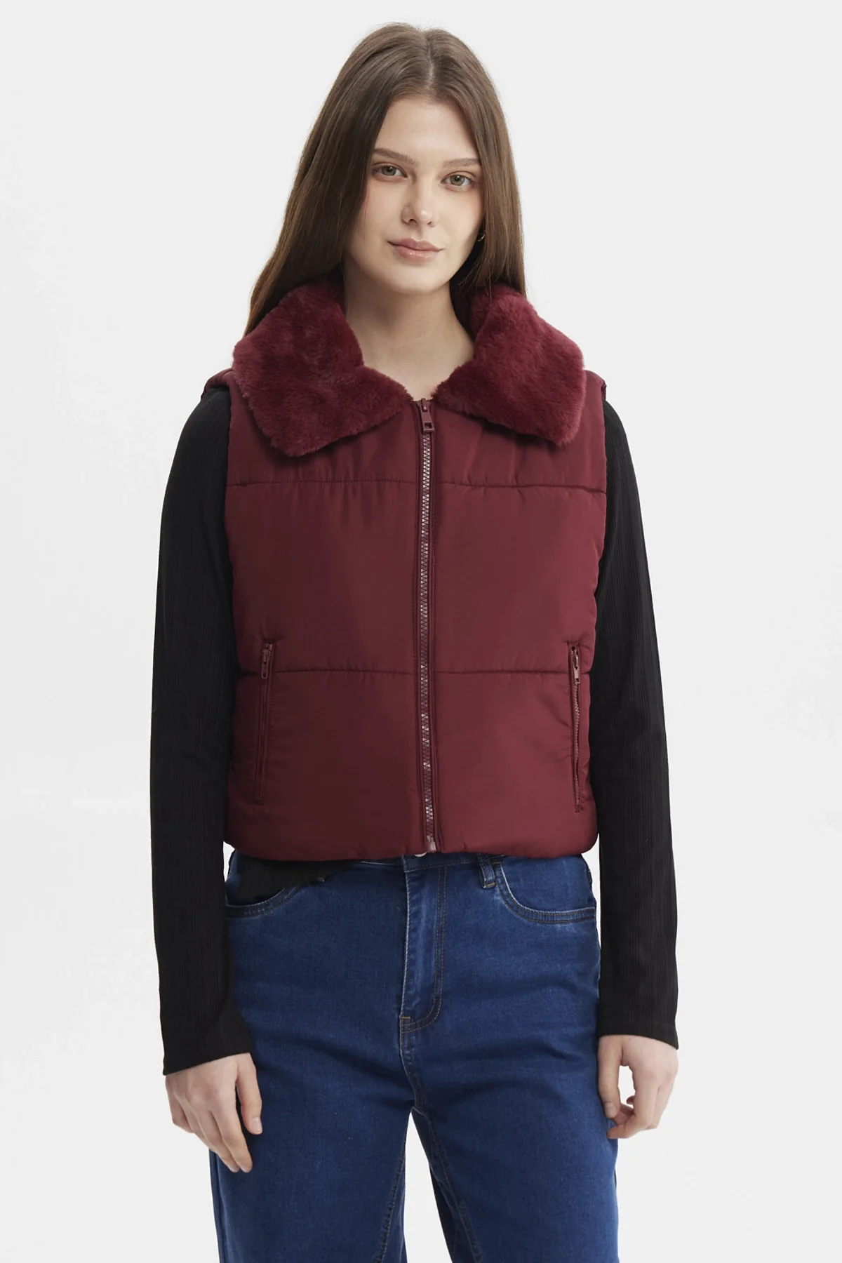 Parka Mujer Liso Full Zipper Vino