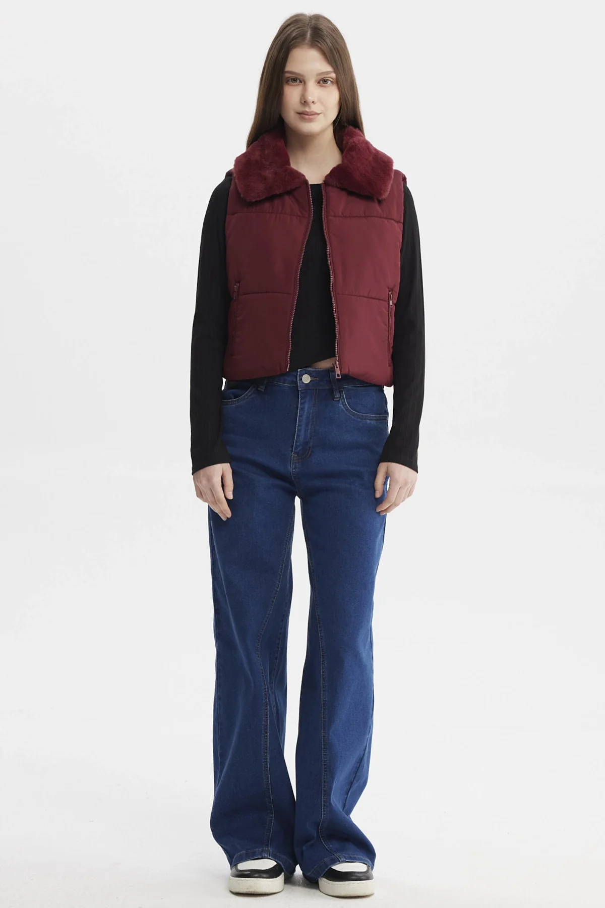 Parka Mujer Liso Full Zipper Vino - Image 4