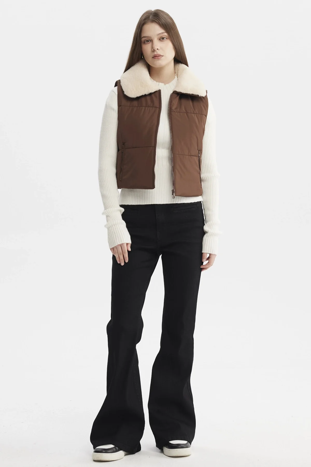 Parka Mujer Liso Full Zipper Cafe - Image 4
