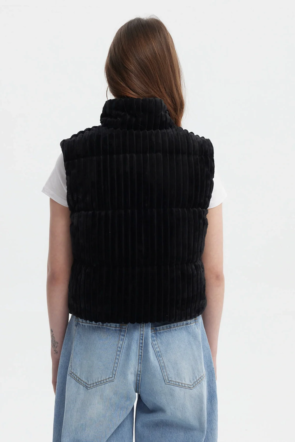 Parka Mujer Sin Mangas Polar Negro - Image 3