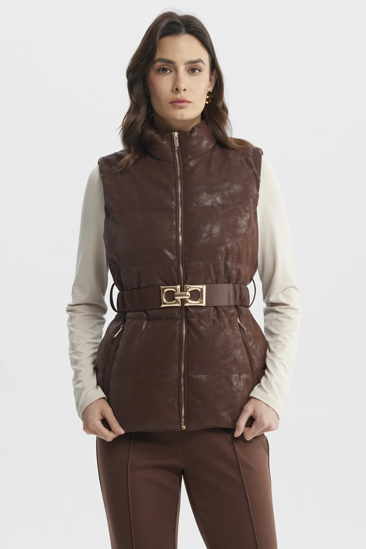 Parka Mujer Slim Café Claro