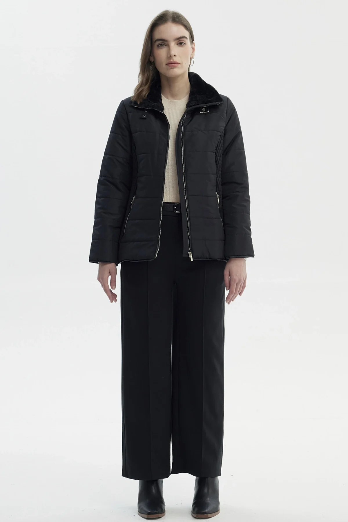 Parka Mujer Slim Negro - Image 4