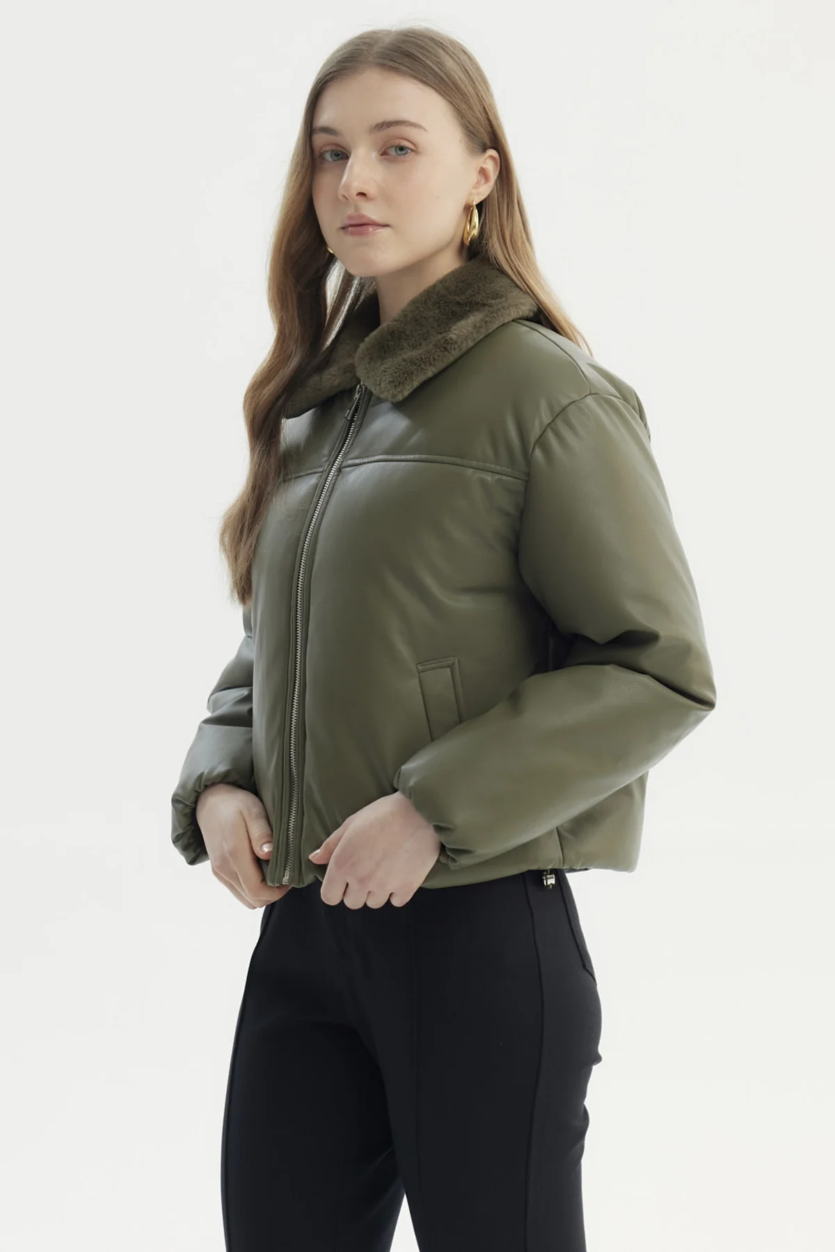 Parka Mujer Wide Acolchado Verde Militar - Image 2