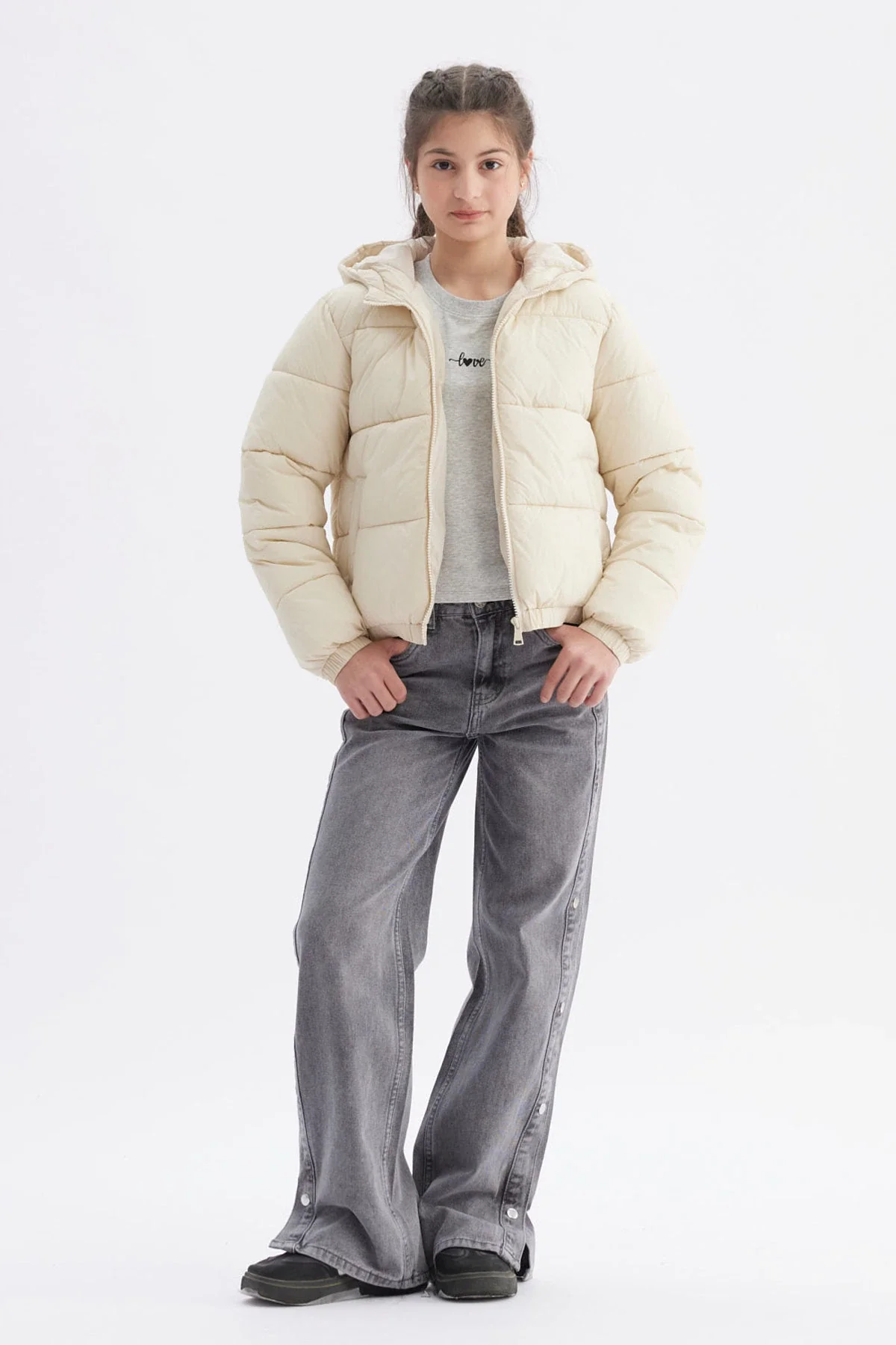 Parka Niña Básica Teen Crudo - Image 4