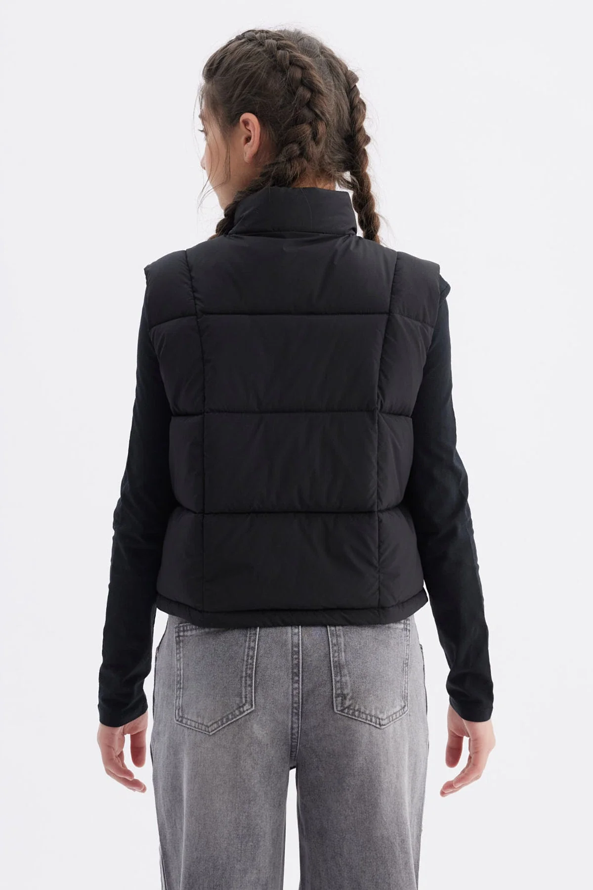 Parka Niña Cuello Con Cierre Negro - Image 3