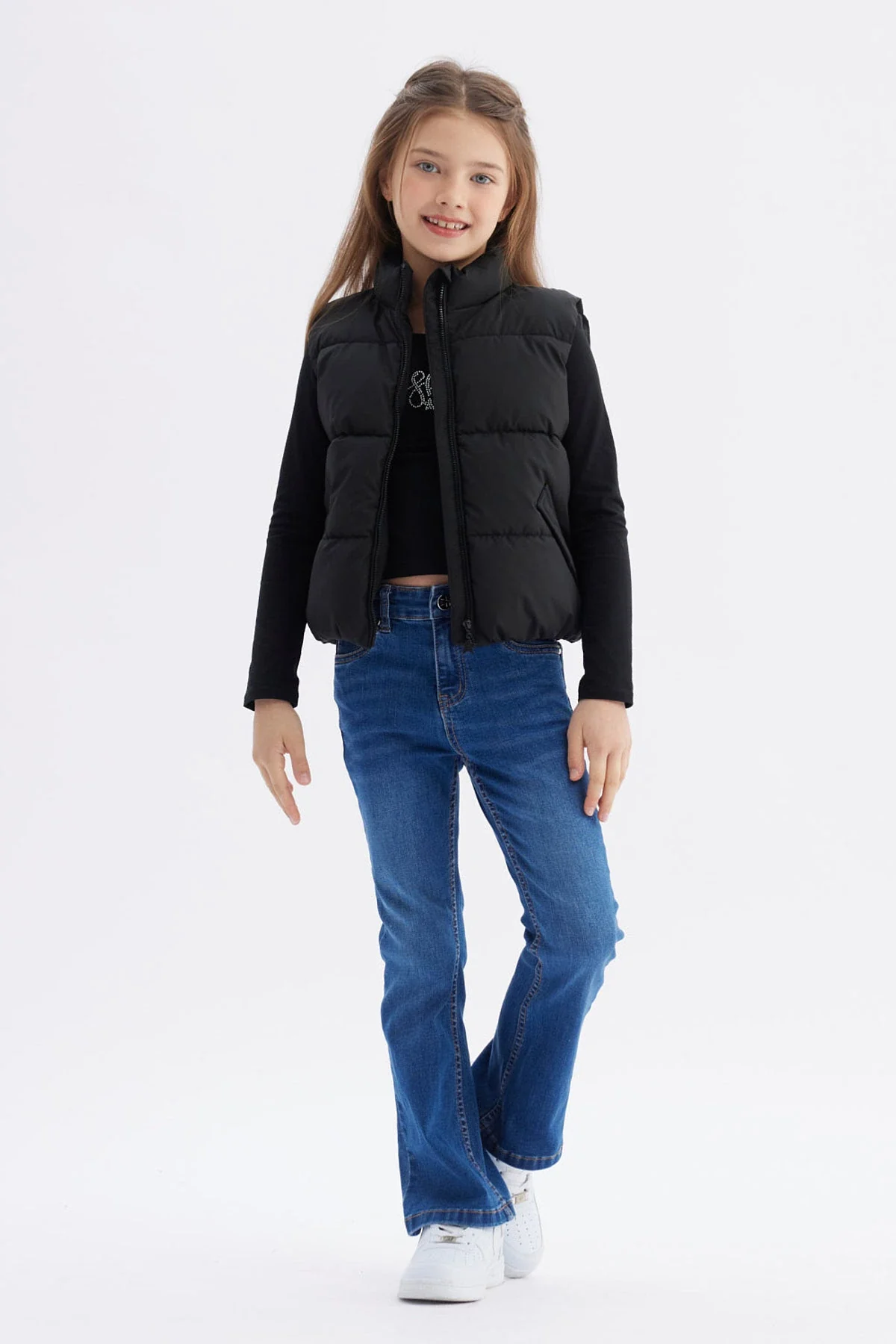 Parka Niña Cuello Con Cierre Negro - Image 4